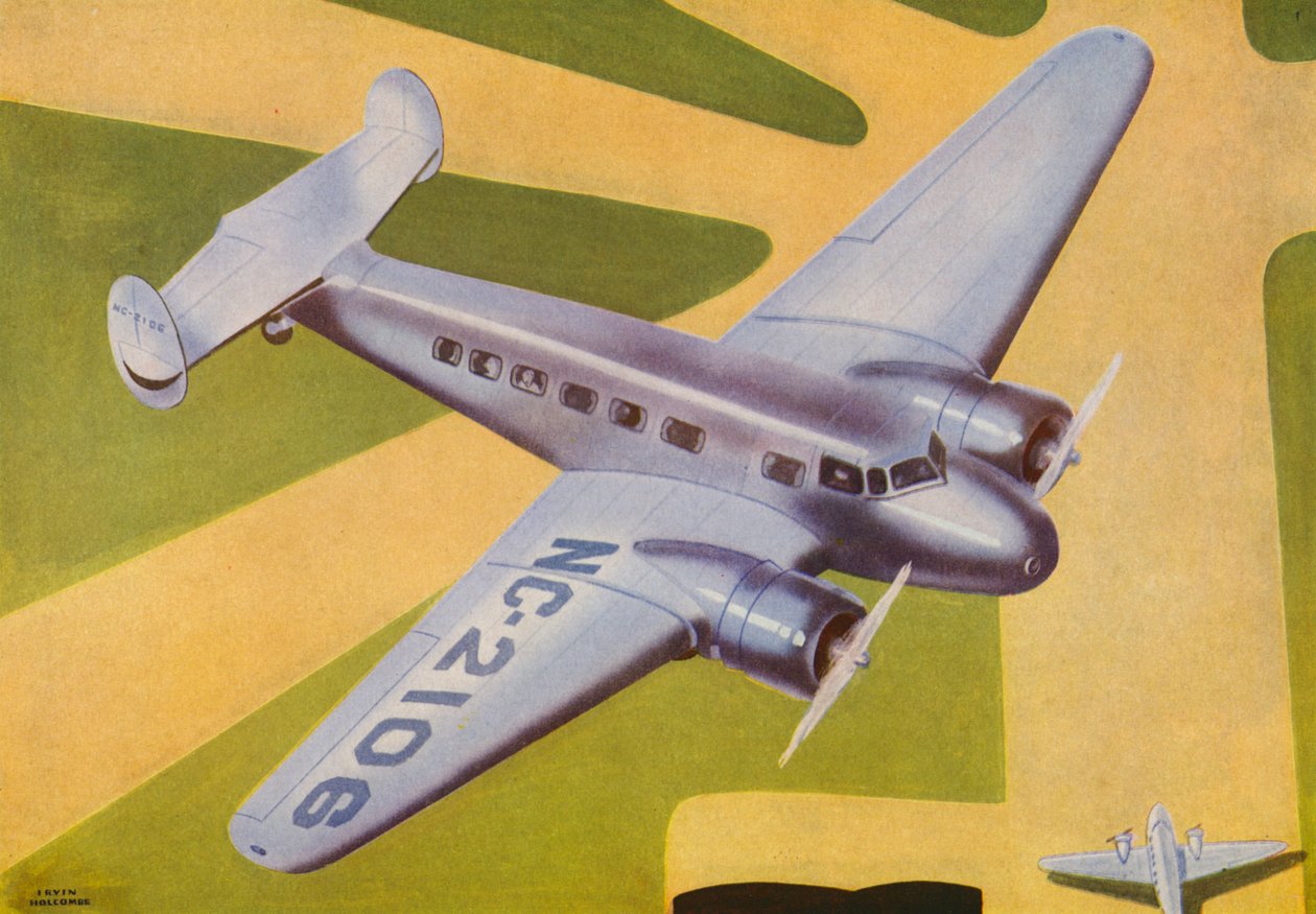 Lockheed Electra (kolorowa litografia) autorstwa Irvin L. Holcombe