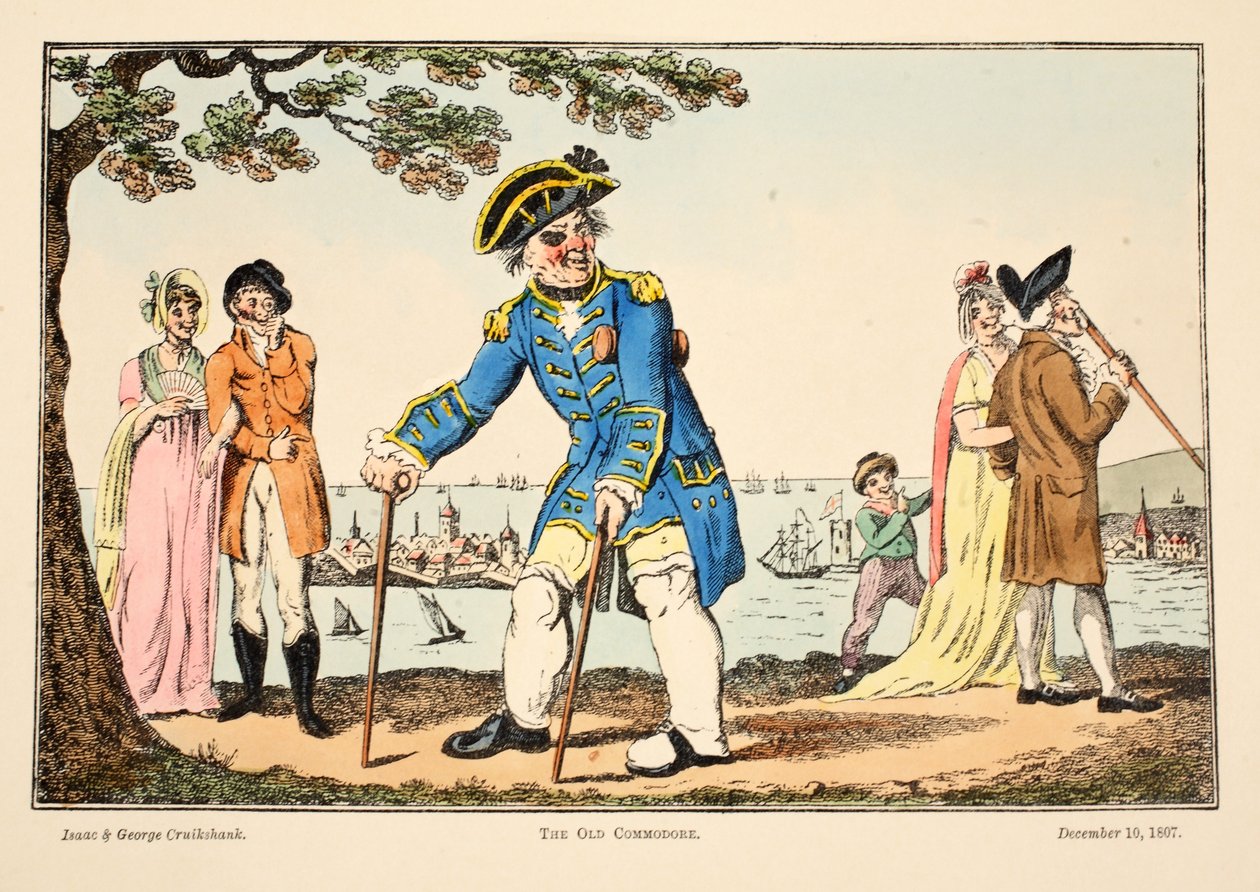 Stary komandor, 1807 (rycina ręcznie kolorowana) autorstwa Isaac, Robert and George Cruikshank