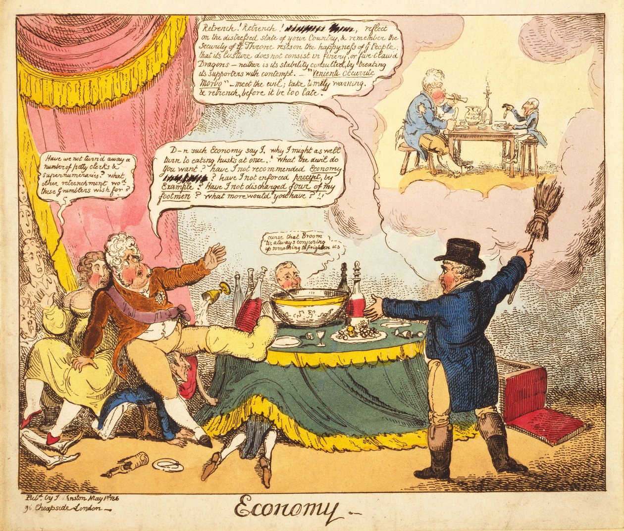 Economy, 1816 (ręcznie barwiony grawerunek) autorstwa Isaac Robert Cruikshank