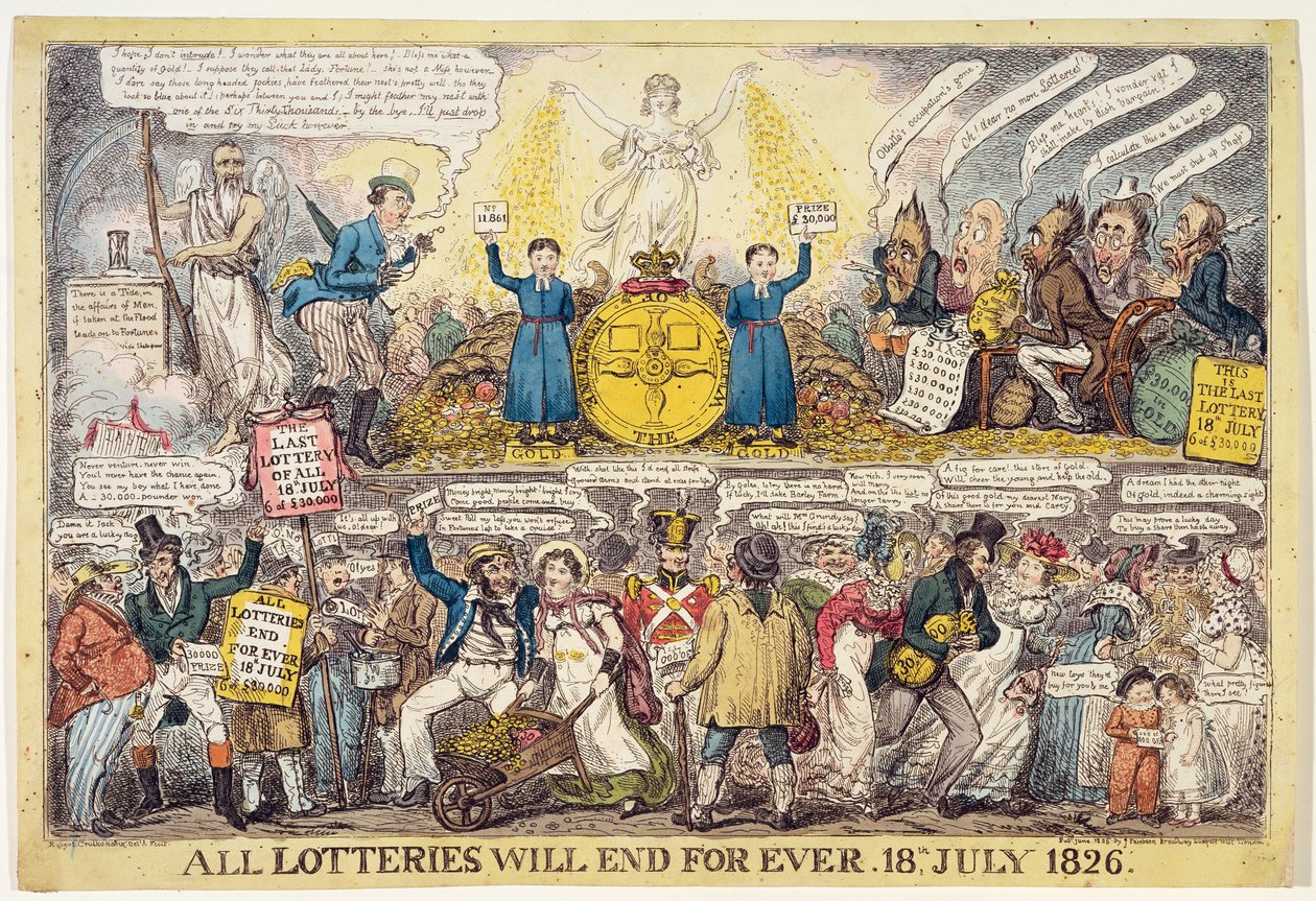 Koniec Loterii, 1826 autorstwa Isaac Robert Cruikshank