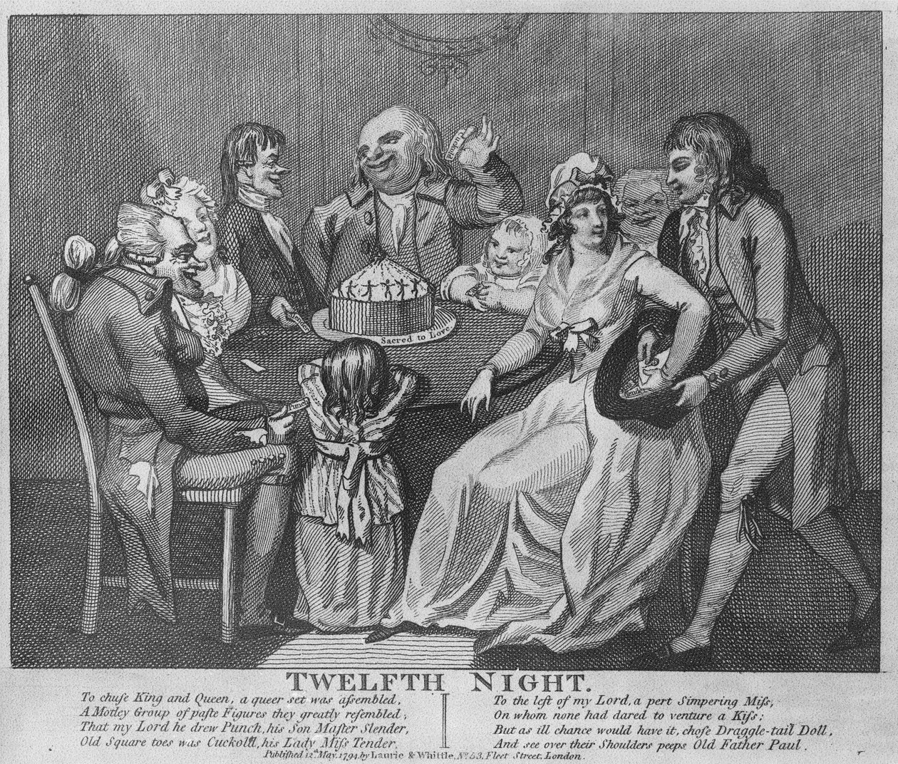 Dwunasta Noc, 1794 autorstwa Isaac Robert Cruikshank