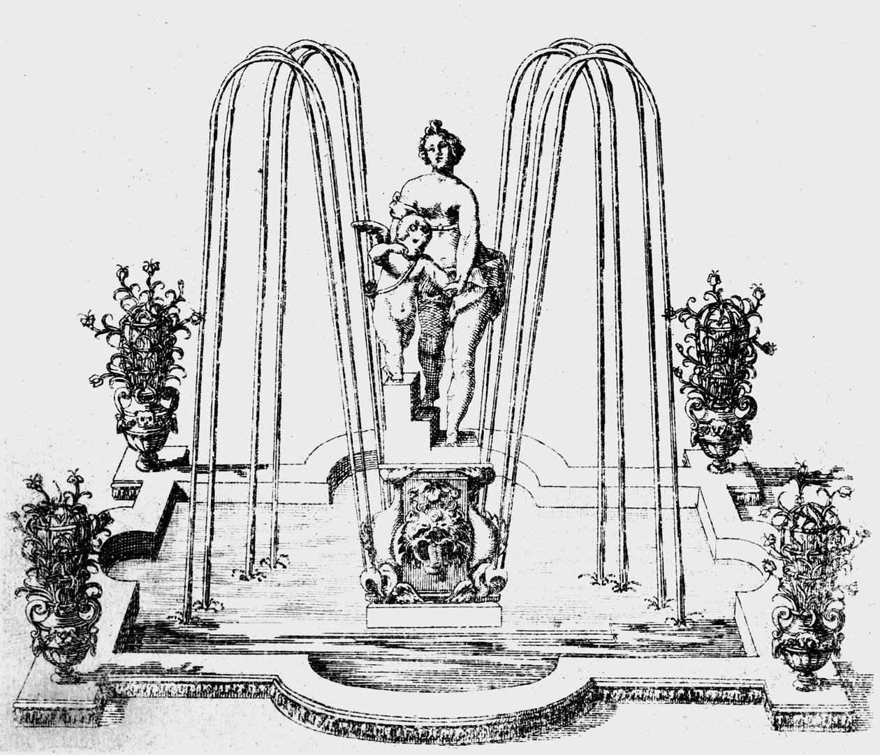 Projekt fontanny z „Ogrodów Wilton”, ok. 1645 autorstwa Isaac de Caus