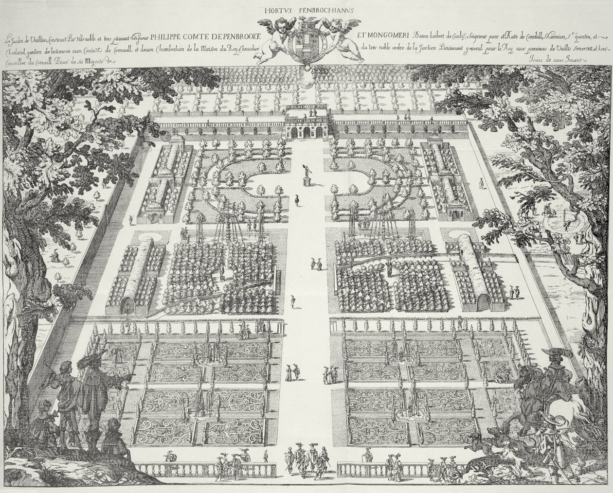 Projekt ogrodu z „Ogrodów Wilton”, ok. 1645 autorstwa Isaac de Caus
