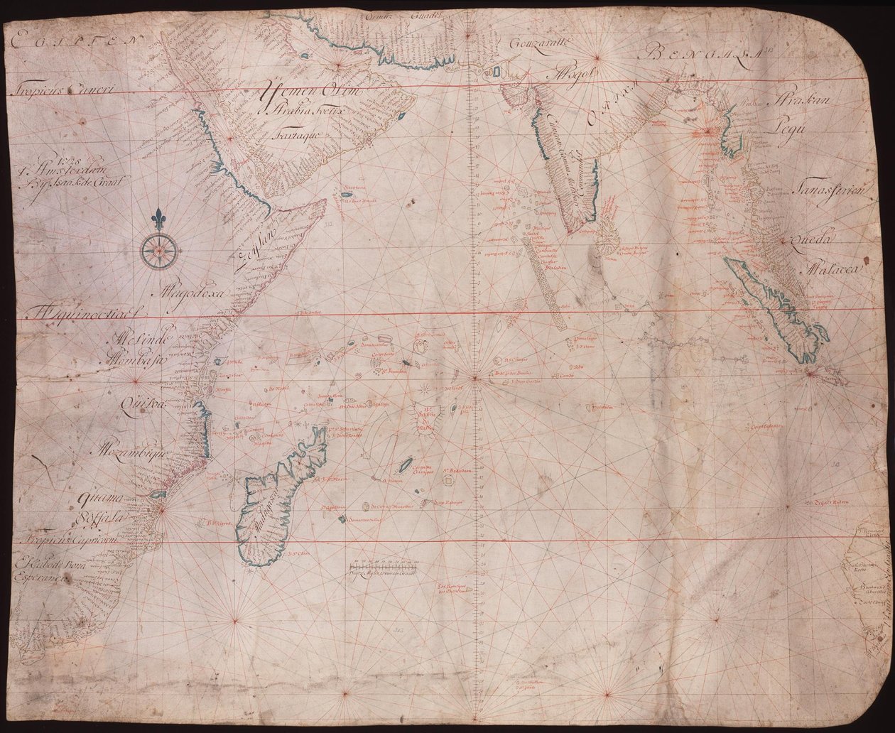 Mapa Afryki Wschodniej i Azji autorstwa Isaac de Graaff
