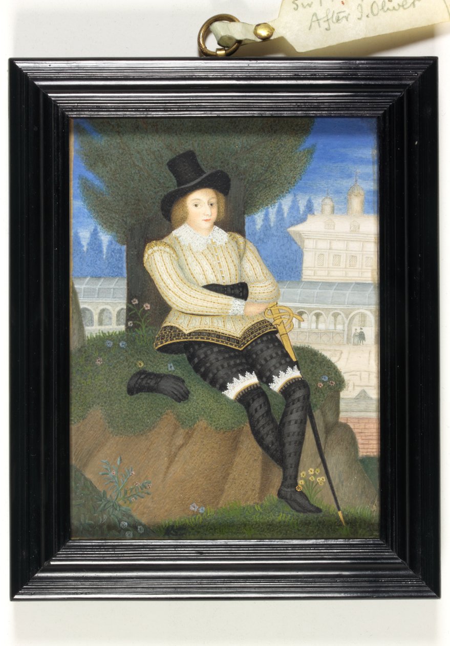 Dżentelmen tradycyjnie identyfikowany jako Sir Philip Sydney (akwarela na welinie) autorstwa Isaac (after) Oliver