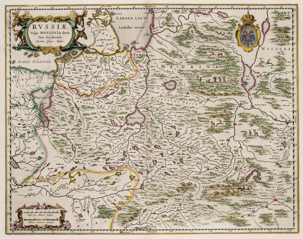 Mapa zachodniej Rosji z: części północnej i wschodniej, 1664 autorstwa Isaac Abrahamsz. Massa