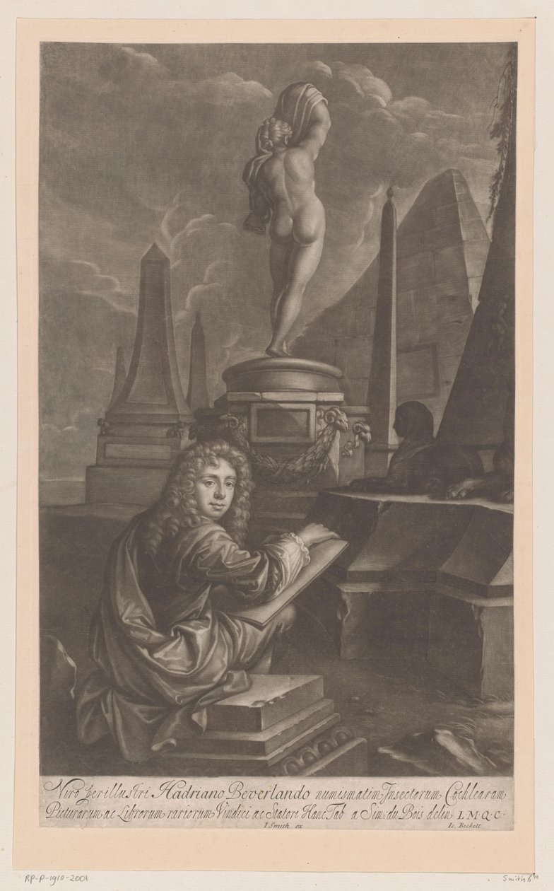 Portret Hadriaana Beverlanda rysującego posąg Wenus autorstwa Isaac Beckett