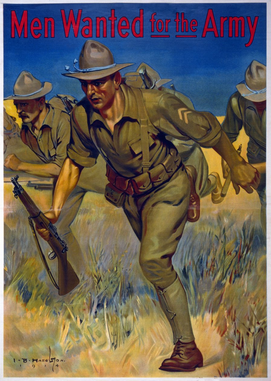 Mężczyźni poszukiwani do wojska, 1914 autorstwa Isaac Brewster Hazelton