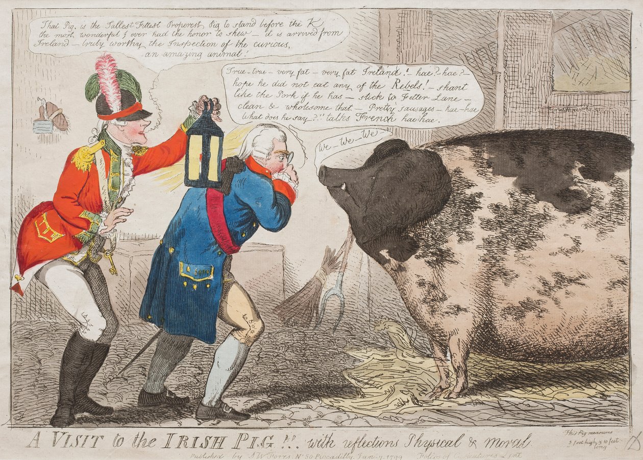 Wizyta u irlandzkiej świni!! Z refleksjami fizycznymi i moralnymi autorstwa Isaac Cruikshank