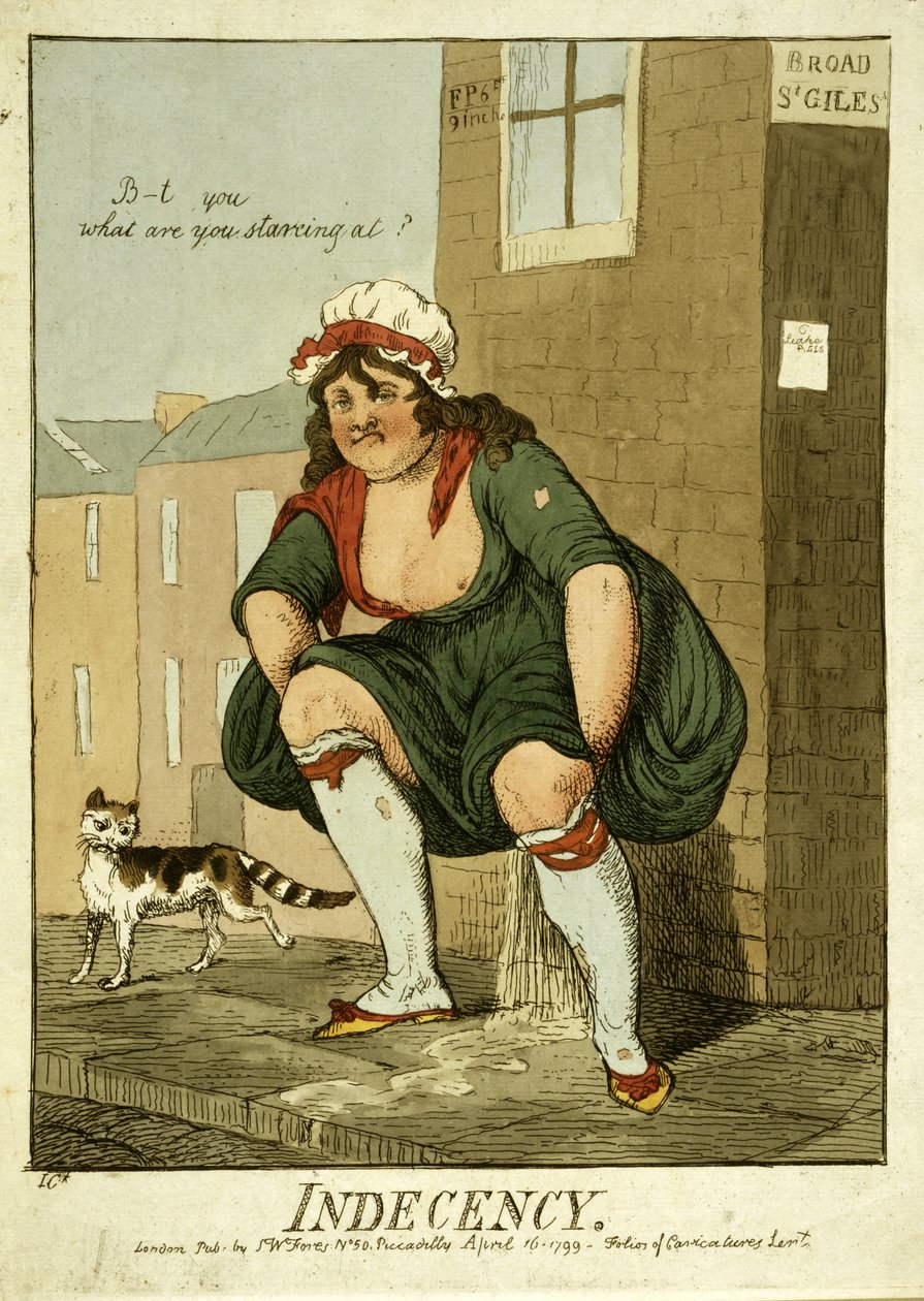 Nieprzyzwoitość, 1799 (ręcznie barwiony grawerunek) autorstwa Isaac Cruikshank