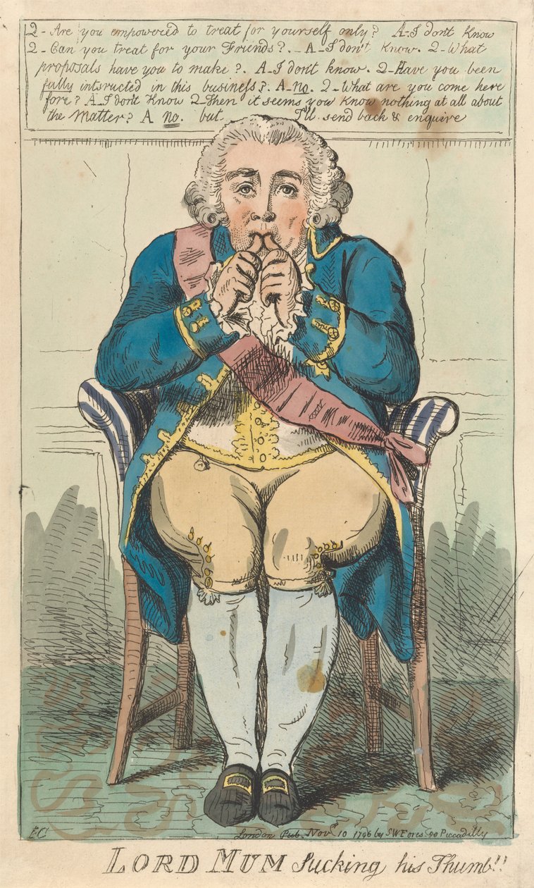 Lord Mum, der an seinem Daumen lutscht autorstwa Isaac Cruikshank