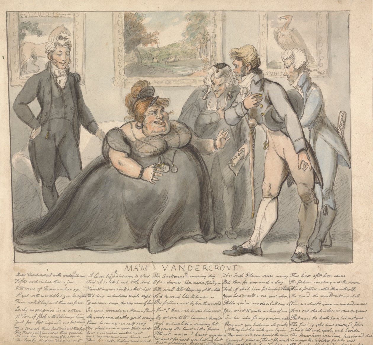 Pani Vandercrout i Zalotnicy autorstwa Isaac Cruikshank