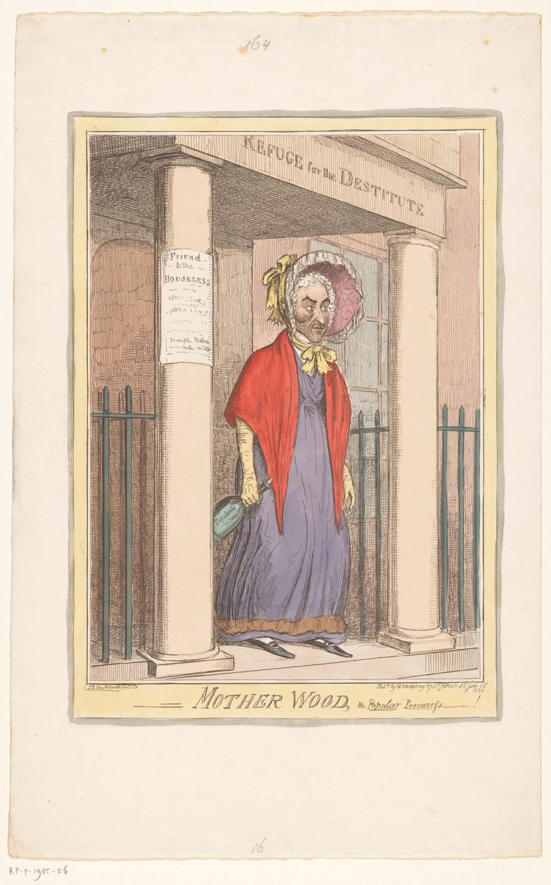 Spotprent op Sir Matthew Wood, 1820 Matko Wood, popularna kupczyni-! (tytuł na obiekcie) autorstwa Isaac Cruikshank