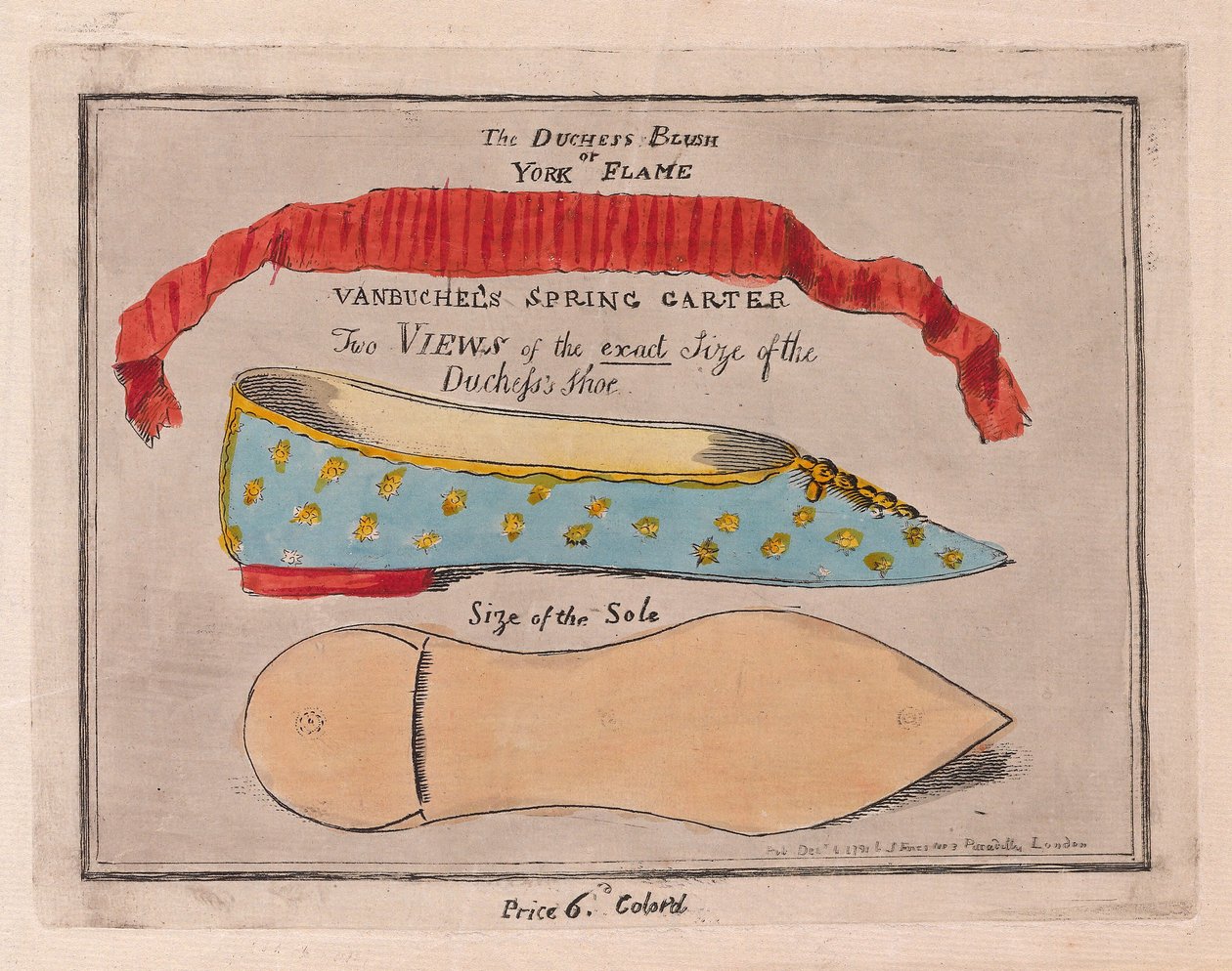 The Duchess Blush lub York Flame, wyd. 1791 (grawerowanie ręcznie kolorowane) autorstwa Isaac Cruikshank