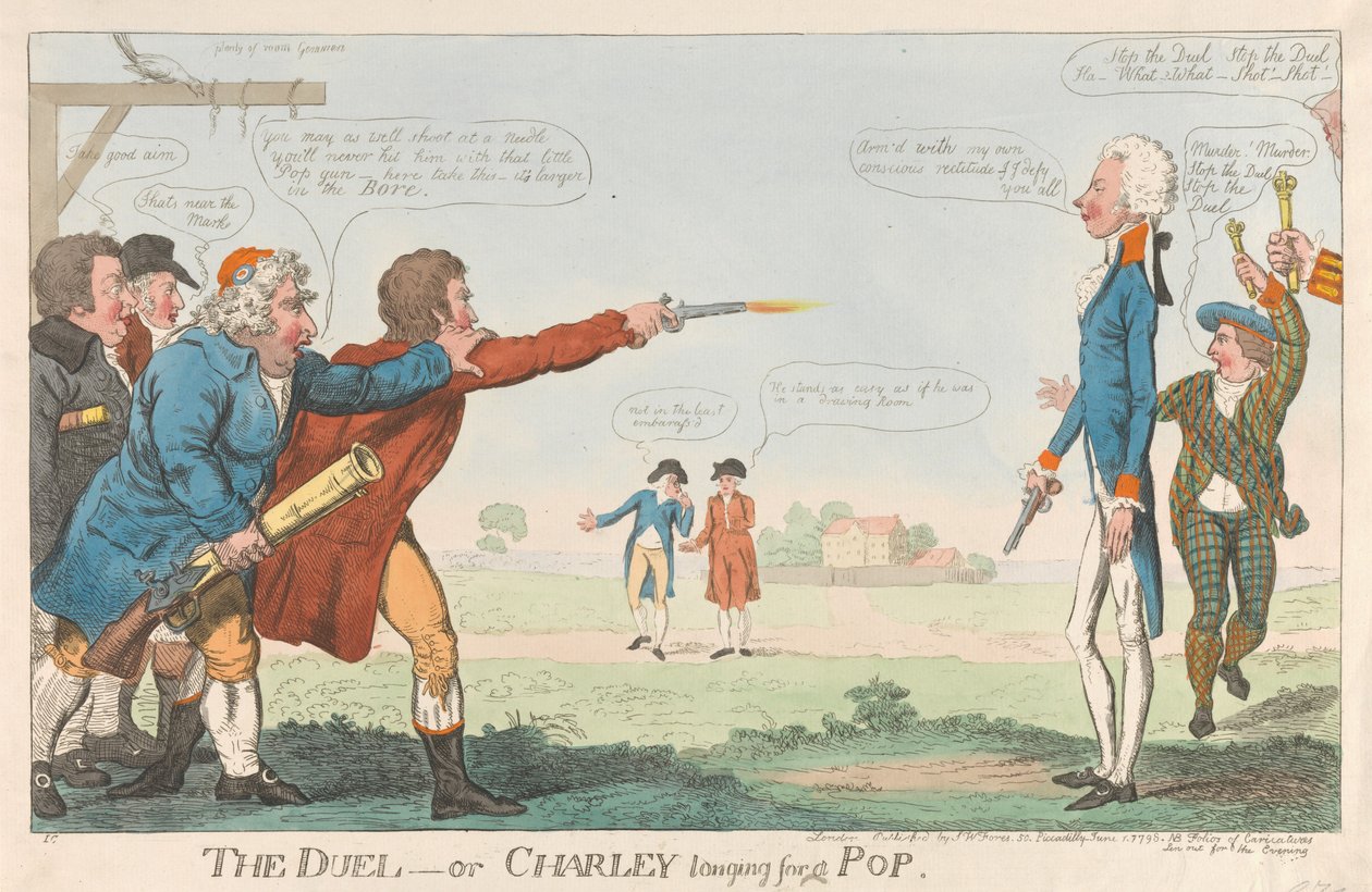 Pojedynek - czyli Charley tęskniący za strzałem autorstwa Isaac Cruikshank