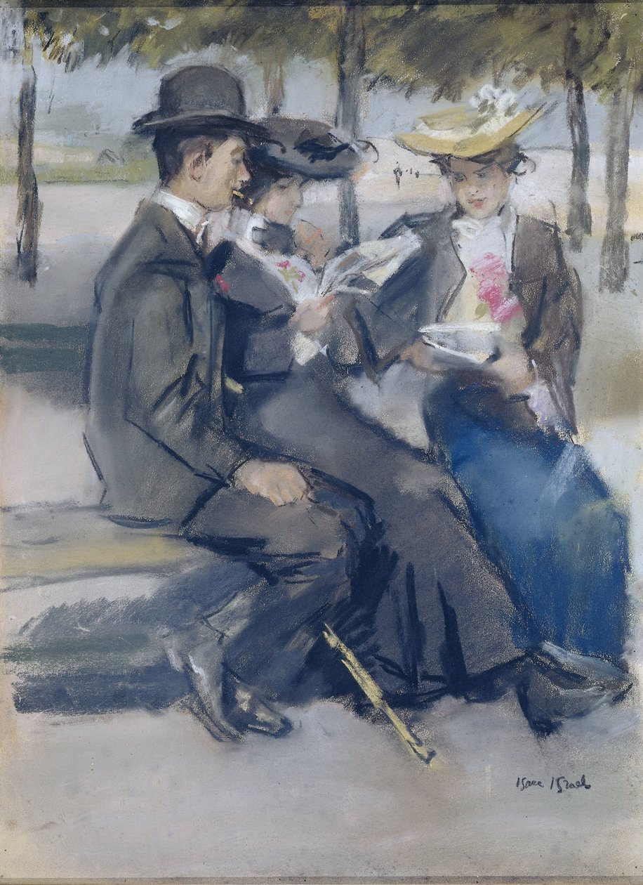 W Bois de Boulogne pod Paryżem autorstwa Isaac Israels (signed by artist)