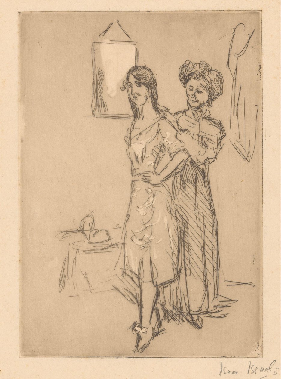 Młoda kobieta u kapelusznika U modniarki (tytuł na obiekcie) autorstwa Isaac Israels (signed by artist)