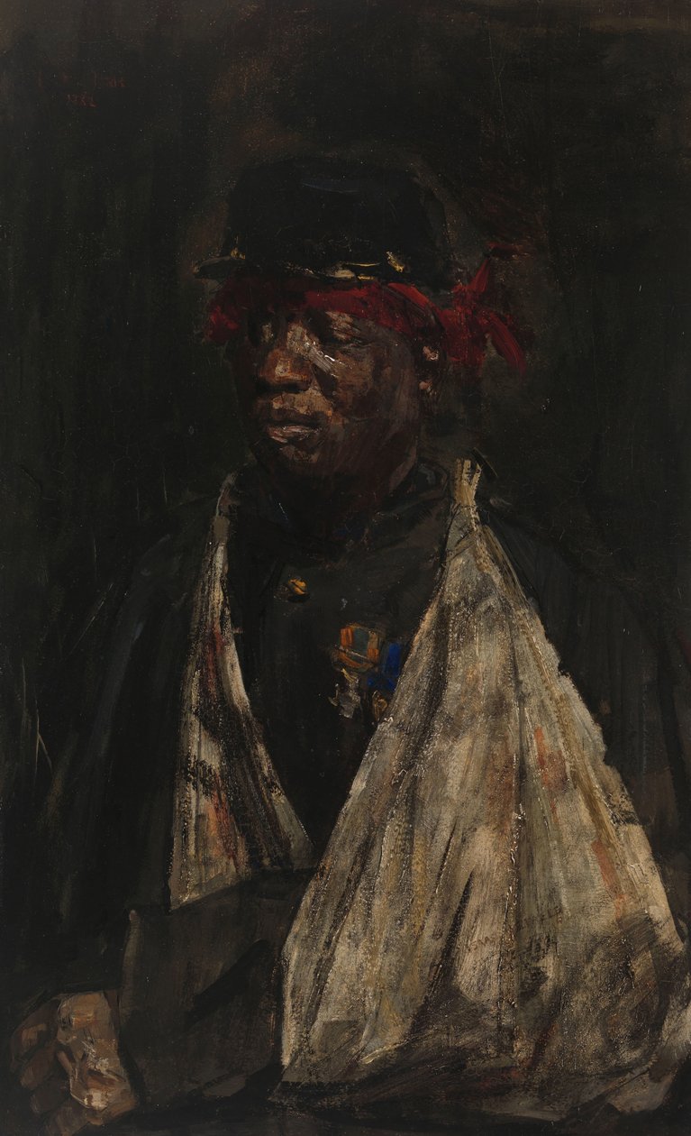 Portret rannego żołnierza KNIL Portret żołnierza KNIL Kees Pop autorstwa Isaac Israels (signed by artist)