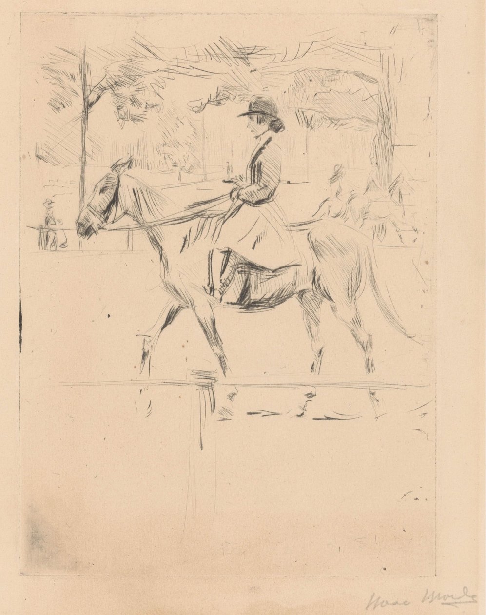 Kobieta na koniu autorstwa Isaac Israels (signed by artist)