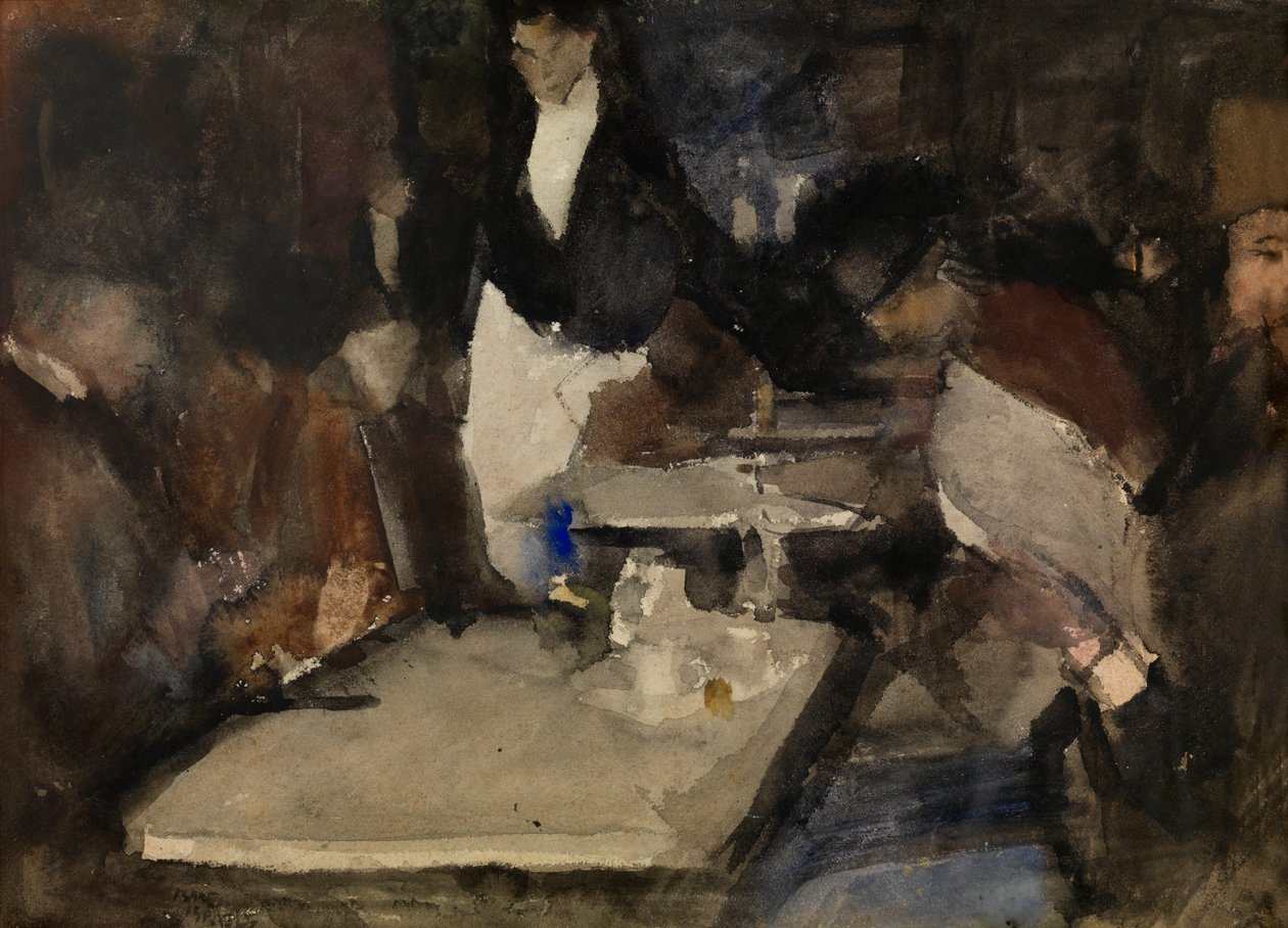 Restauracja „Mille Colonnes” (akwarela na papierze) autorstwa Isaac Israels