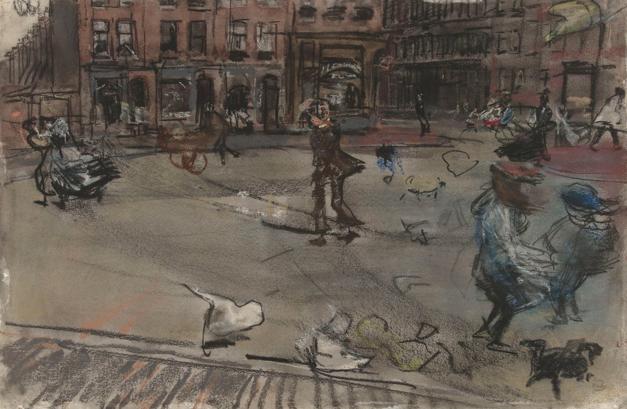 Podmuch wiatru na Dapperplein w Amsterdamie autorstwa Isaac Israels