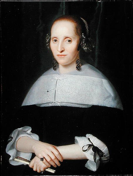 Portret damy w czarnej sukni i koronkowym kołnierzu autorstwa Isaac Luttichuys
