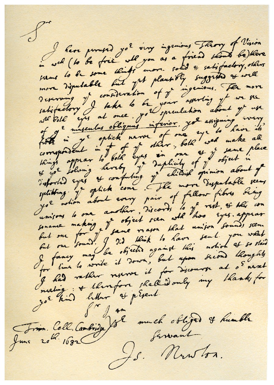 List Sir Issaca Newtona do Williama Briggsa, 20 czerwca 1682 r. autorstwa Isaac Newton
