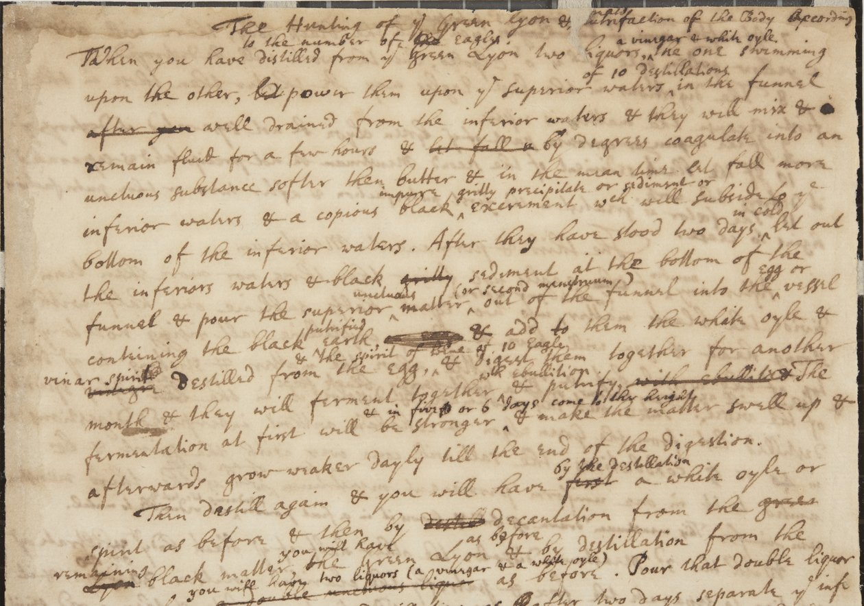 Polowanie Zielonego Lyonu, prostokąt, detal, ok. 1700 autorstwa Isaac Newton
