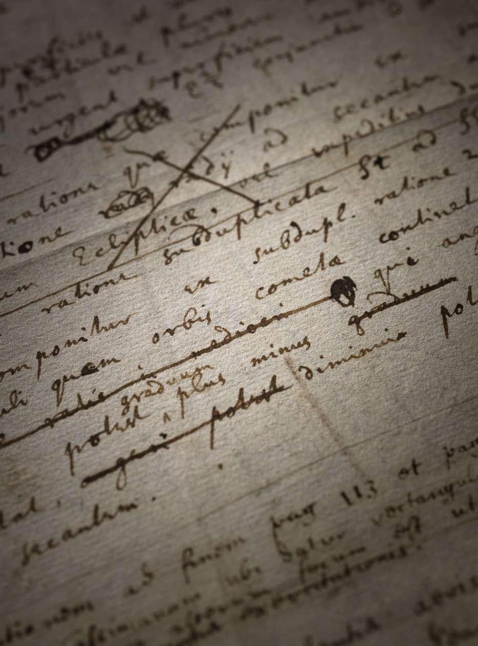 Dwie strony poprawek do Principia Mathematica autorstwa Isaac Newton