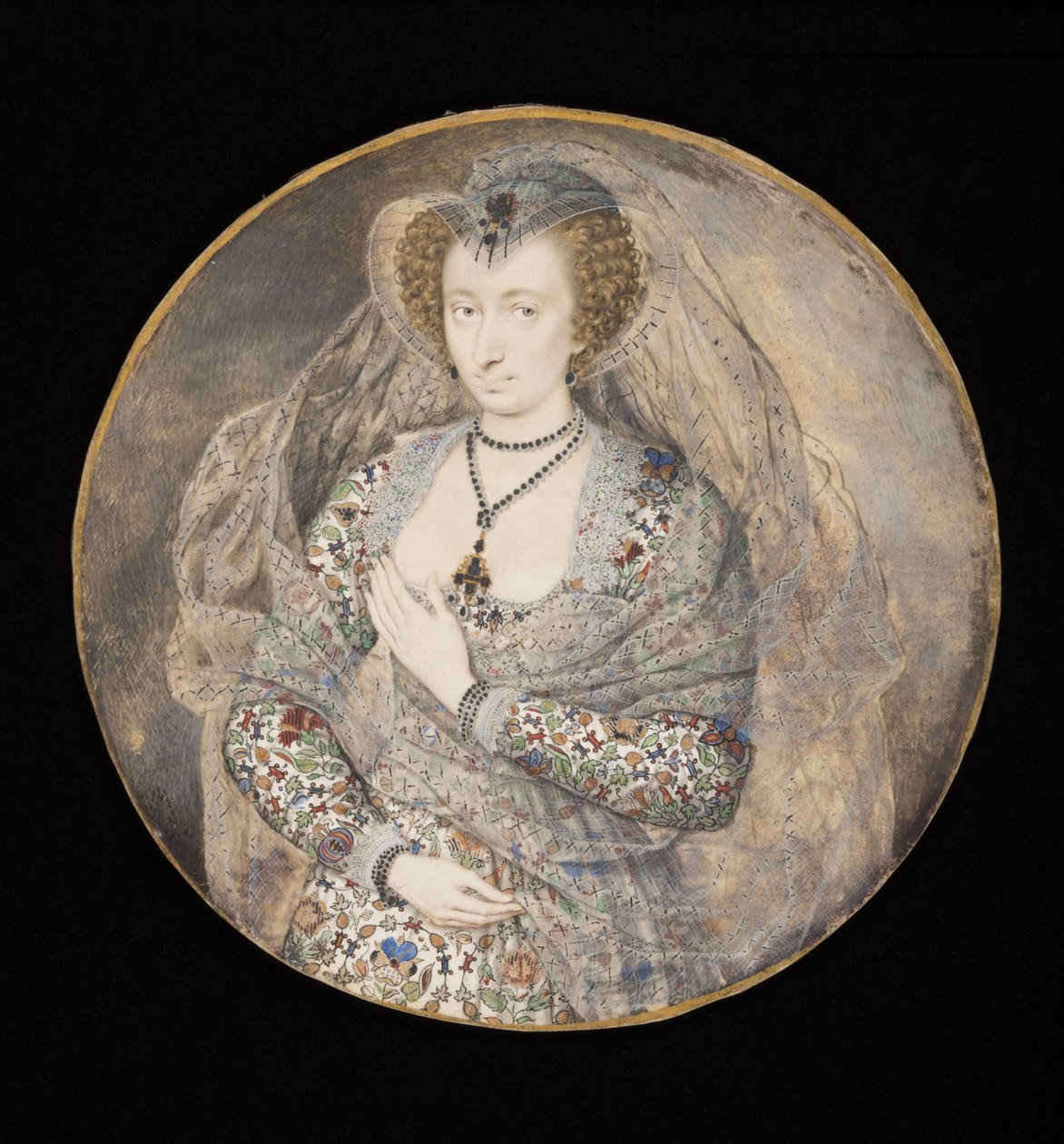 Nieznana dama, dawniej Lucy Harrington, hrabina Bedford, ok. 1605 (kolor nadwozia i toaleta na karcie) (szkic patrz 88888) autorstwa Isaac Oliver