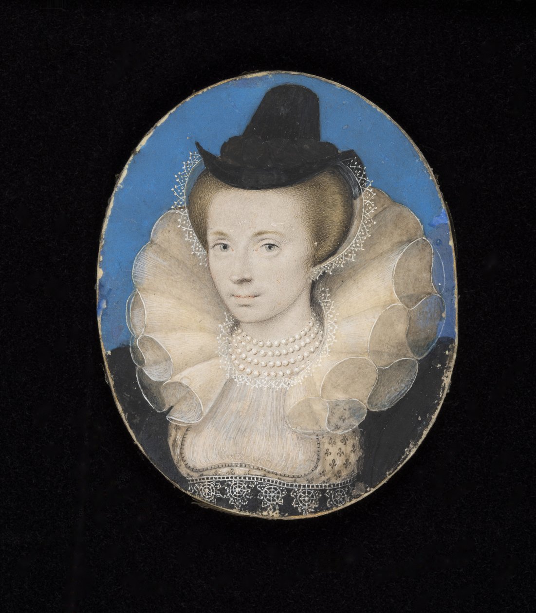 Nieznana dama, ok. 1595-1600 (akwarela na welinie ułożona na kartonie) autorstwa Isaac Oliver