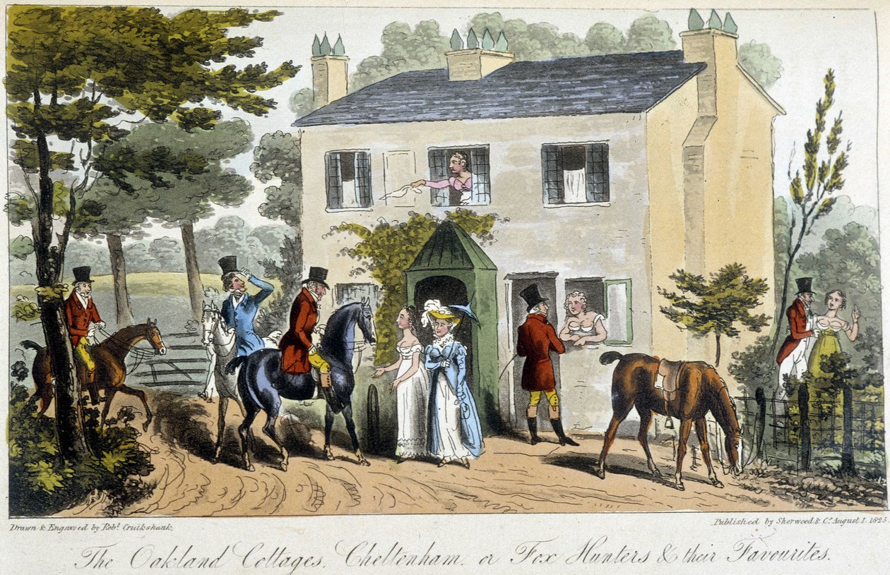 Burdel na angielskiej wsi - w „Angielskim szpiegu” Charlesa Molloya Westmacotta, chor. autor: Robert Cruikshank, Londyn autorstwa Isaac Robert Cruikshank