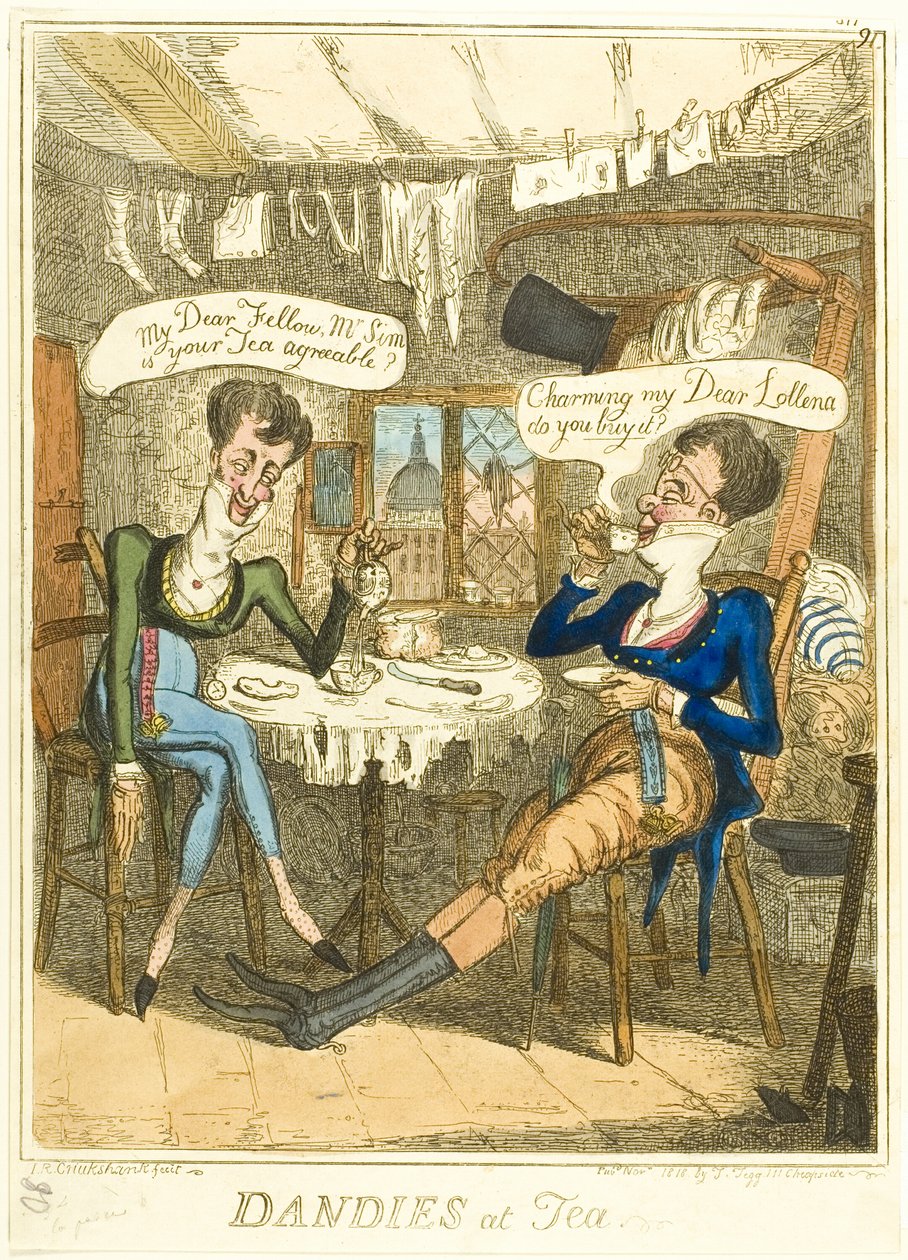 Dandysi przy herbacie autorstwa Isaac Robert Cruikshank