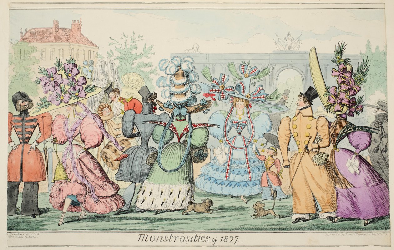 Potworności 1827, wyd. 1835 (grawerowanie ręcznie kolorowane) autorstwa Isaac Robert Cruikshank
