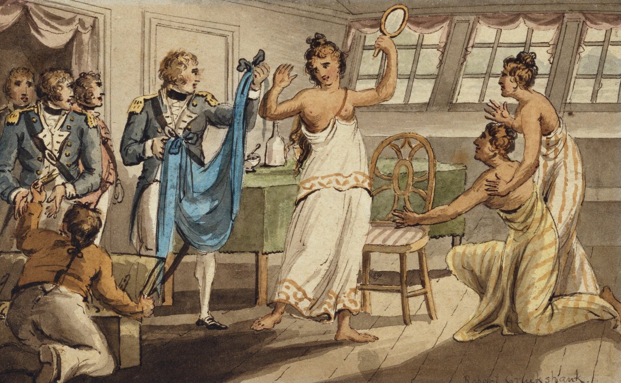 Otahitiano ”, z Podróży kapitana Cooka autorstwa Isaac Robert Cruikshank