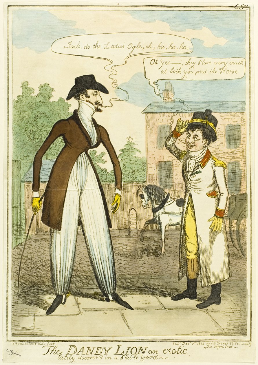 Egzotyczny lew Dandy odkryty niedawno na podwórku stajni autorstwa Isaac Robert Cruikshank