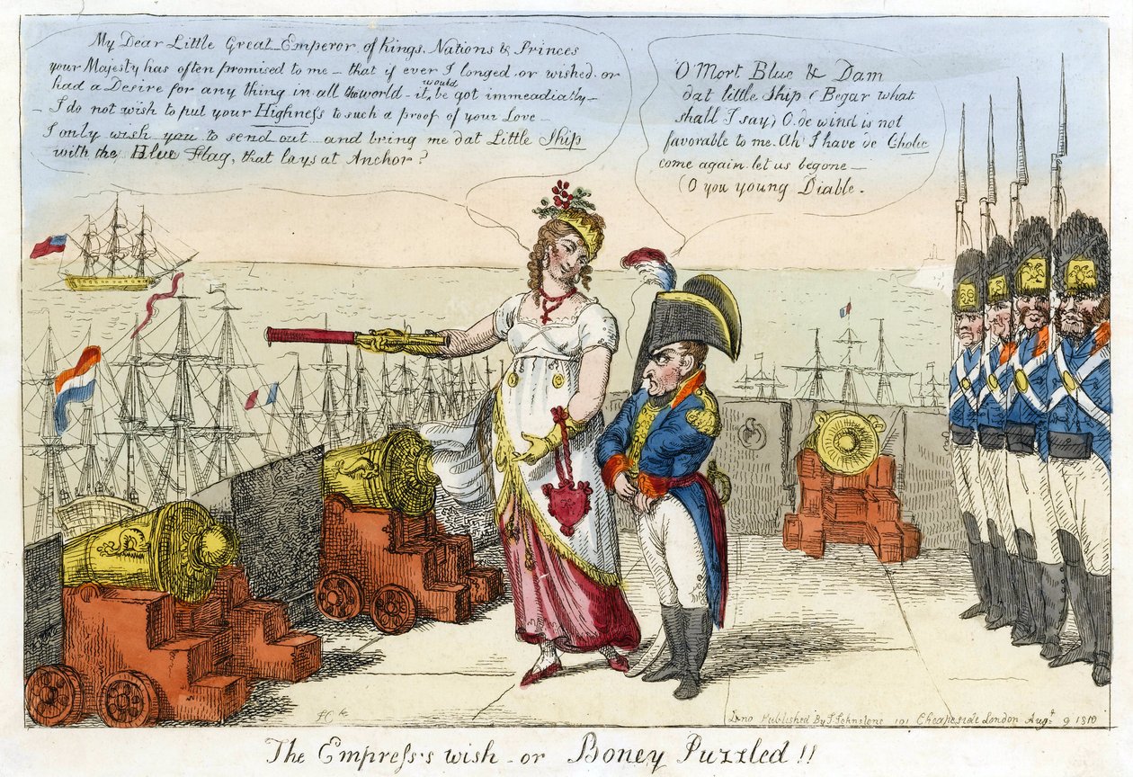 Cesarzowa Życzeń lub Boney Puzzled! autorstwa Isaac Robert Cruikshank