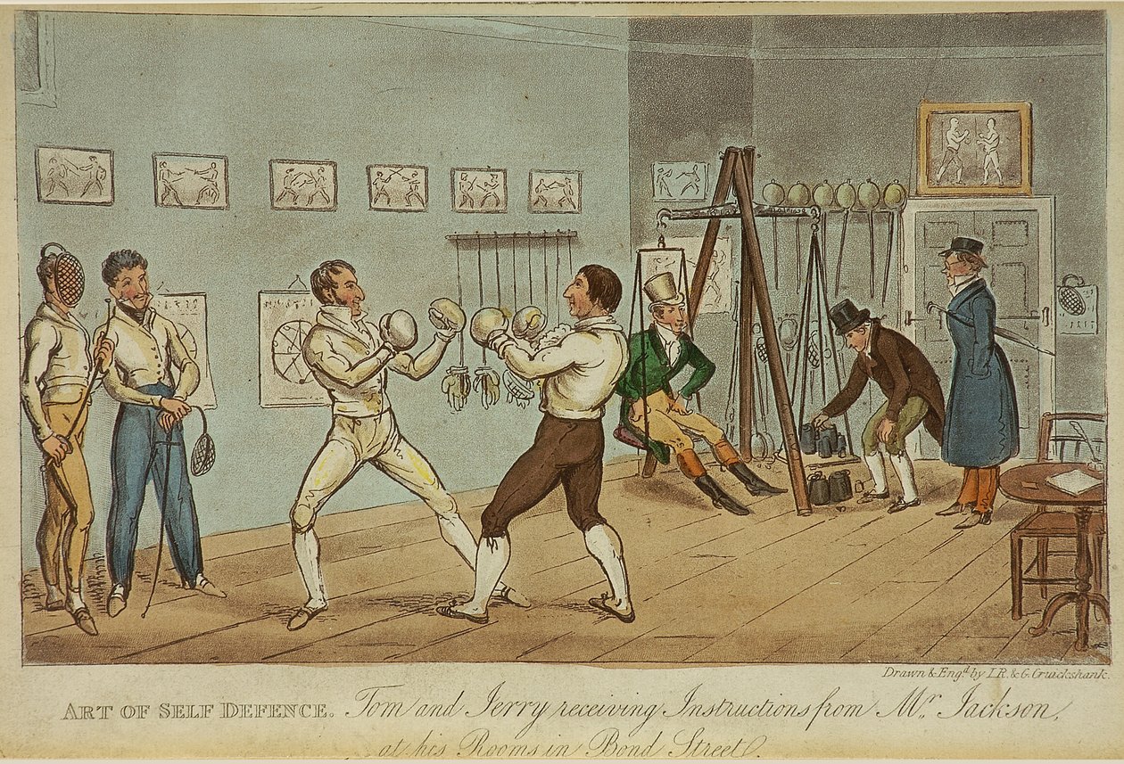 Sztuka samoobrony (kolor lito) autorstwa Isaac Robert and George Cruikshank
