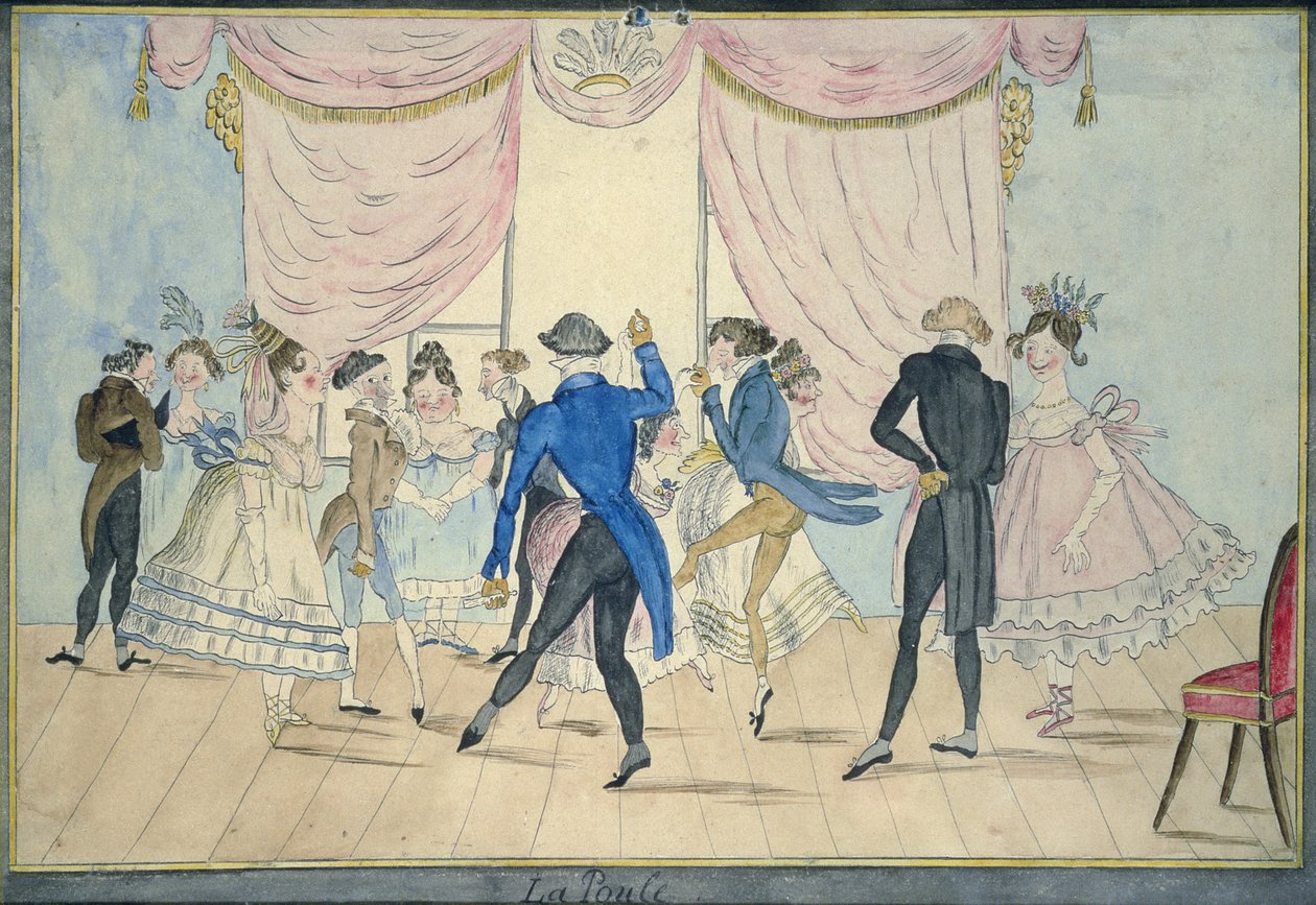 La Poule, ok.1820 (pióro i atrament oraz toaleta na papierze) autorstwa Isaac Cruikshank
