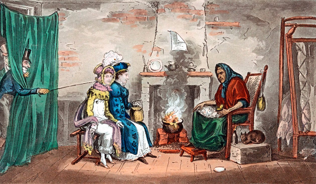 Wizyta u wróżki, początek XIX wieku autorstwa Isaac, Robert and George Cruikshank