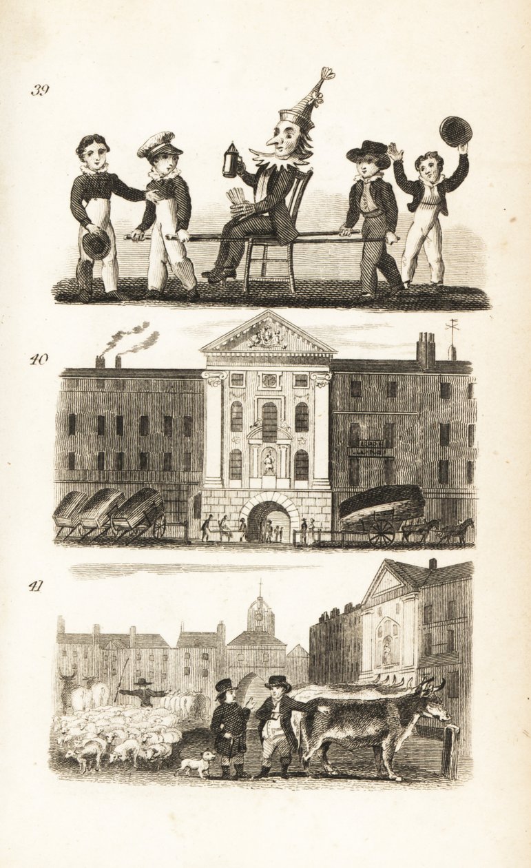 Guy Fawkes w Effigy, Bartholomew’s Hospital i Smithfield Market autorstwa Isaac Taylor