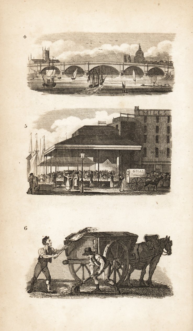 New London Bridge, Billingsgate i Scavenger autorstwa Isaac Taylor