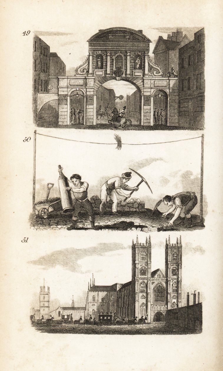 Temple Bar, Paviors i Opactwo Westminsterskie autorstwa Isaac Taylor