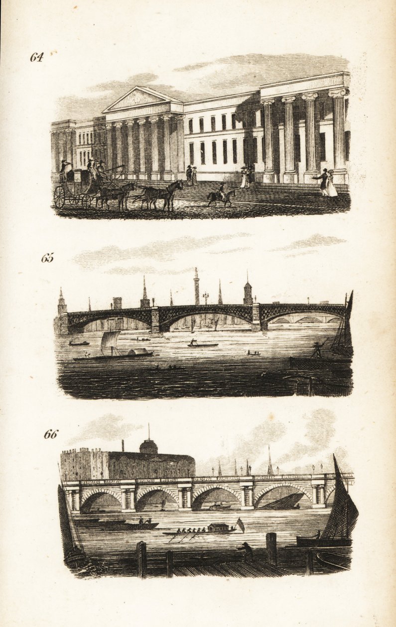 Główny Urząd Pocztowy, Most Southwark i Most Waterloo autorstwa Isaac Taylor