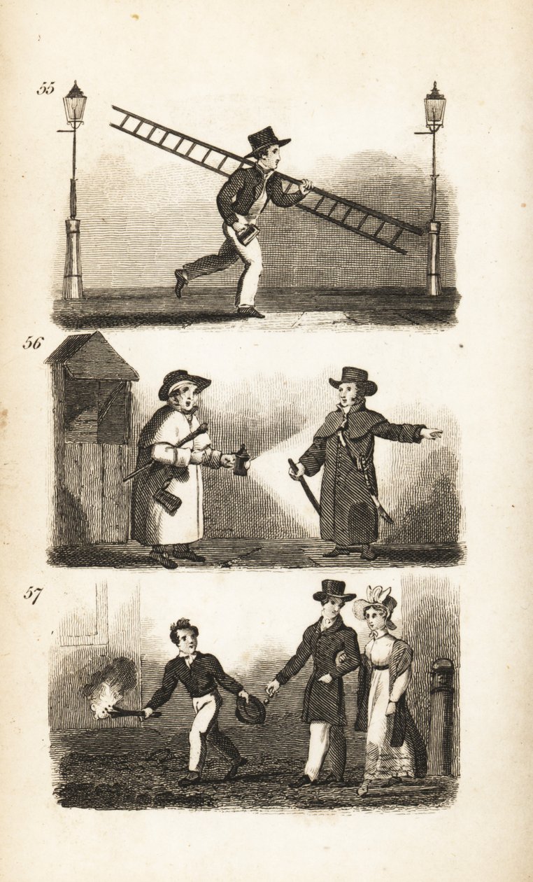 Lamplighter, Watchman i Link-boy autorstwa Isaac Taylor