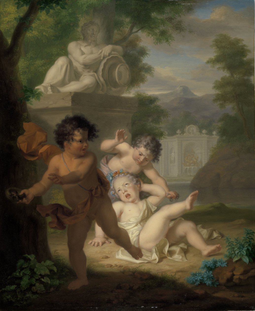 Troje dzieci kłóci się o ptasie gniazdo autorstwa Isaac Walraven (rejected attribution)