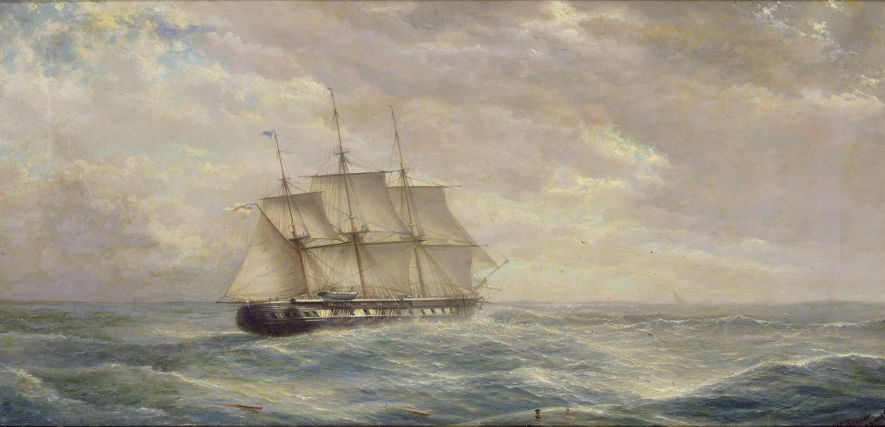 Brytyjski statek na pełnym morzu, 1876 autorstwa Isaac Walter Jenner