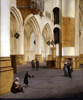 Widok na nawę południową kościoła św. Bawona, Haarlem autorstwa Isaac van Nickele