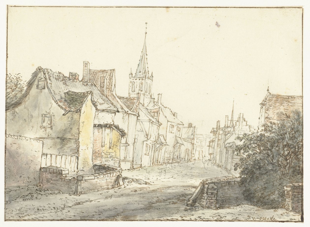 Ulica we wsi lub mieście Dorpsstraat autorstwa Isaac van Ostade