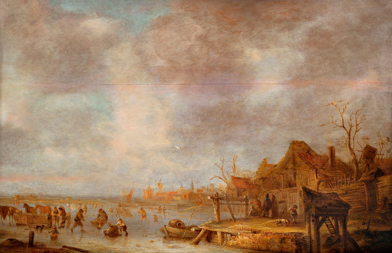 Zimowy dzień poza Haarlem, między 1638 a 1640 rokiem. autorstwa Isaac van . Ostade